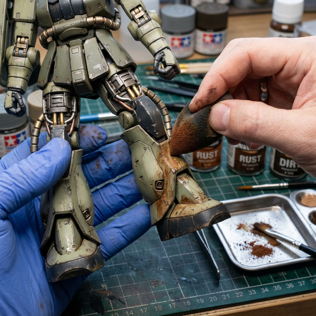 การทำคราบเลอะ (Weathering) พื้นฐานด้วยสีฝุ่น Tamiya